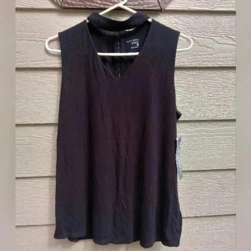 🍁4/$10 Ruff Hewn GREY NWT Womens Medium Black Tank Top V-Neck Crew Neck Collar